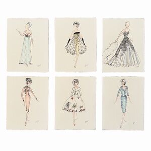 Vintage Fashion Writing Cards by Donna Hart Hand Signed/Painted—Anthropologie LA